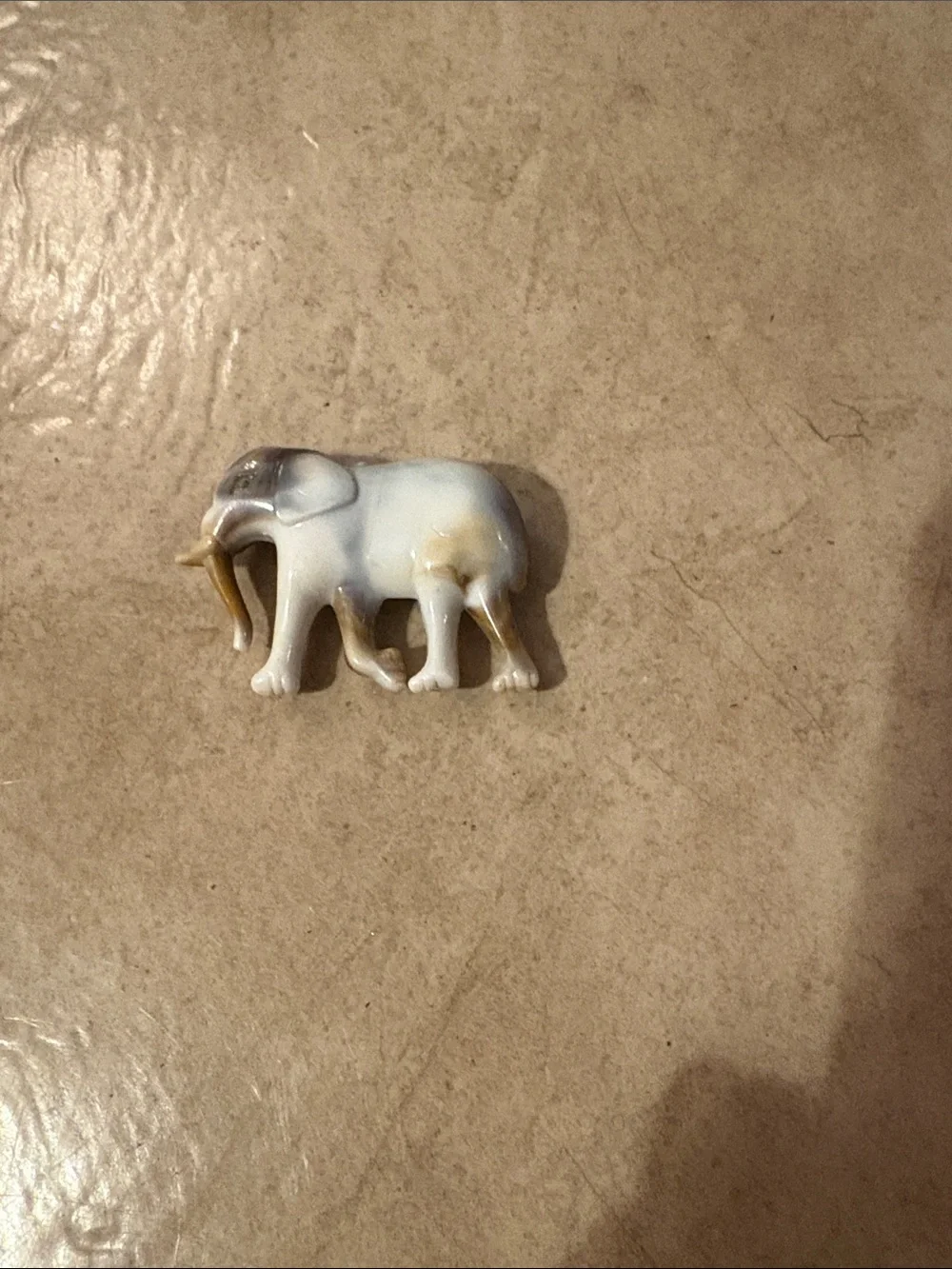 Handcrafted White and Cream Elephant Figurine - Decorative Home Accent